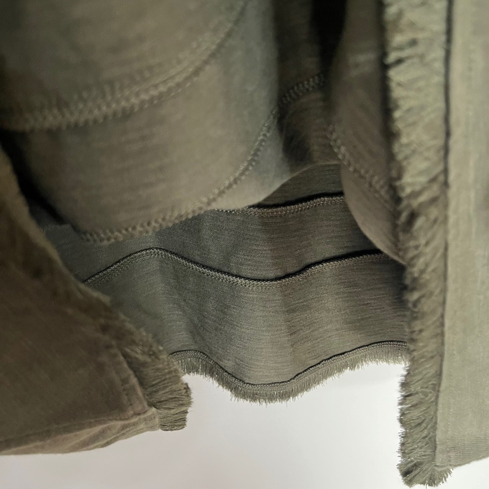 J. Jill Olive Green Fringe Hem Slub Knit Shift Dress Short Sleeve Size Medium - Picture 6 of 11